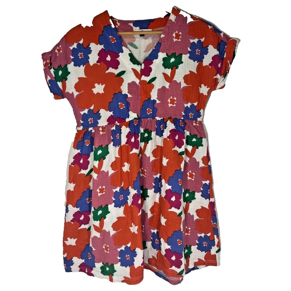 Michelle McDowell Bright Retro Floral Dress Womens Size Small 100% Cotton